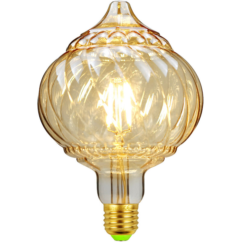 Lampu dekorasi Led bentuk labu, lampu dekorasi filamen gaya Vintage untuk kamar tidur, lampu Led G125 220-240V