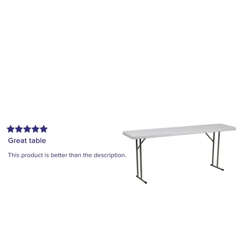 6-Foot Granite White Plastic Folding Training Table
