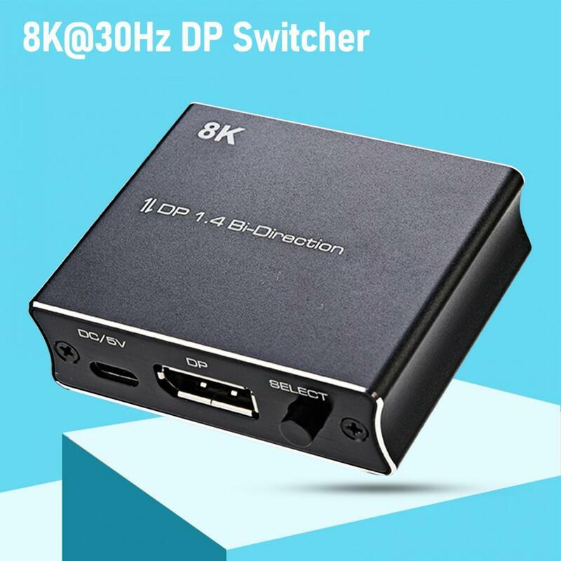 DP Switcher Ekstrak Audio Bi-direction 8K @ 30Hz 4K @ 120Hz DisplayPort 1.4 1X2 2X1 KVM Switch Splitter untuk Proyektor