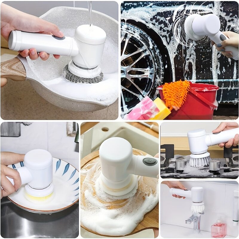 Xiaomi Electric Spin Scrubber With 5 Replaceable Brush Head Power Electric Cleaning Brush Handheld Rechargeable Shower Scrubber