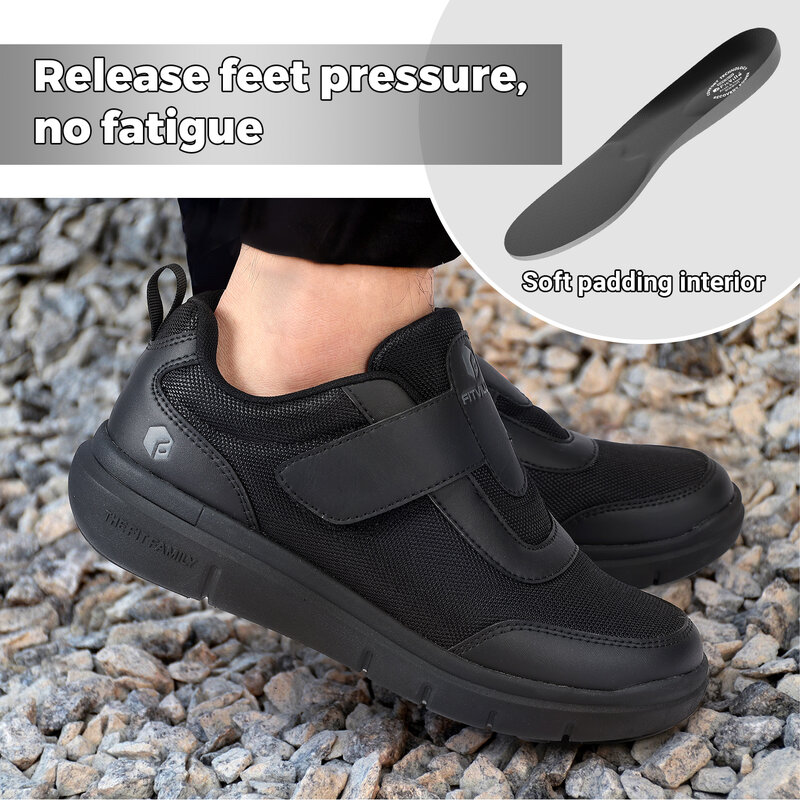 Fitboutique-Sapatos masculinos leves para caminhada, sapatos diabéticos, largura extra larga, pés inchados, neuropatia, alívio da dor, caminhada casual