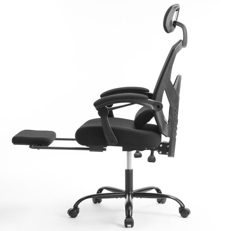 Kursi kantor ergonomis, kursi kantor punggung tinggi dengan bantal Lumbar & sandaran kaki yang dapat ditarik, kursi kantor jaring dengan sandaran tangan empuk