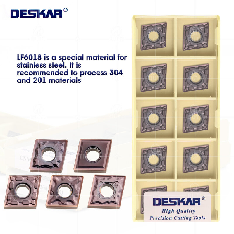 DESKAR 100% оригинальный токарный станок CNMG120404 CNMG120408 MA HS MQ MS LF6018 токарный режущий инструмент карбидные вставки для нержавеющей стали