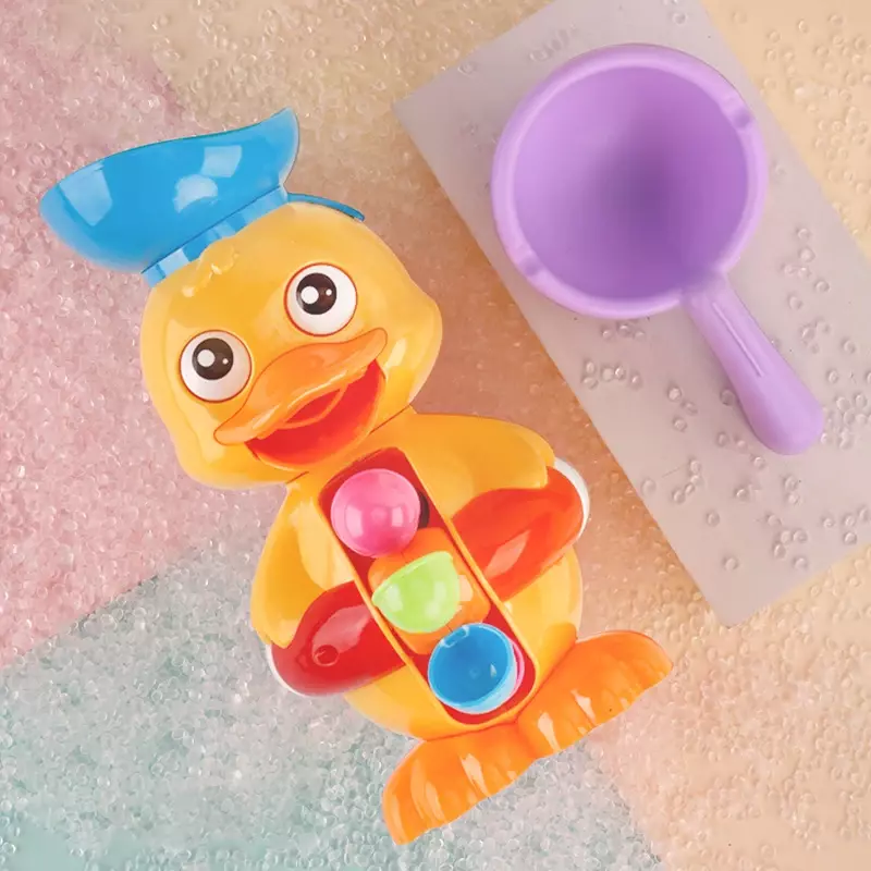 Игрушки для ванны с уткой для малышей 1-4 лет с вращающимися водными колесами/глазами | Мощная всасывающая водная ложка для ванной комнаты, веселые Игрушки для ванны