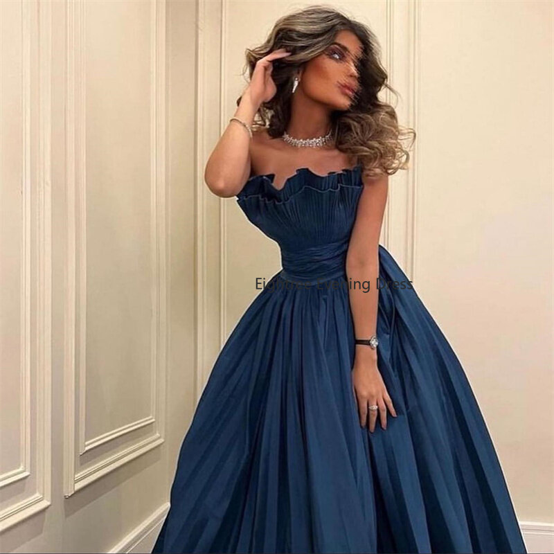 Eightree Navy Blau Saudi-arabien Prom Kleider Liebsten Ball Gewachsen Lange Roben De Soirée Abendkleider Pageant Kleider für Frauen