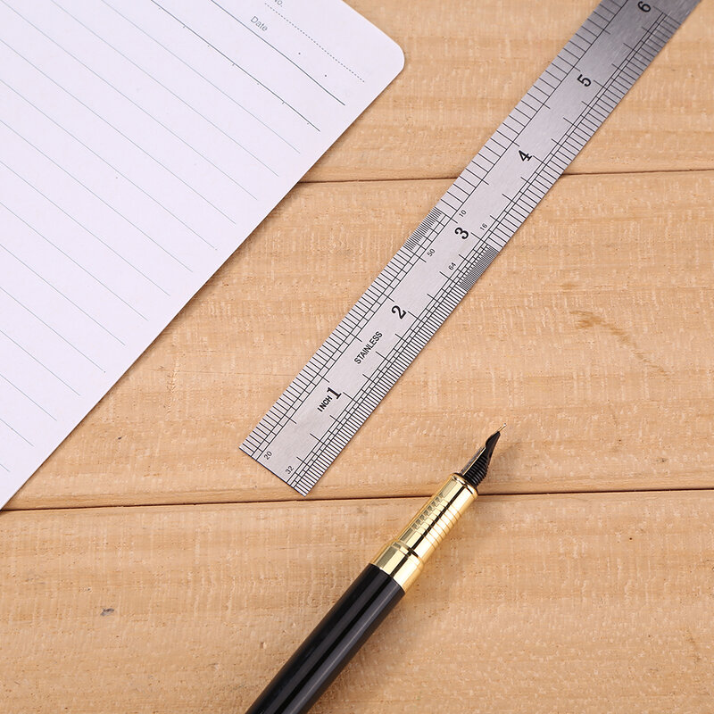 Metal escala de aço inoxidável régua reta medição artigos de papelaria desenho acessório mão ferramenta escola material de escritório