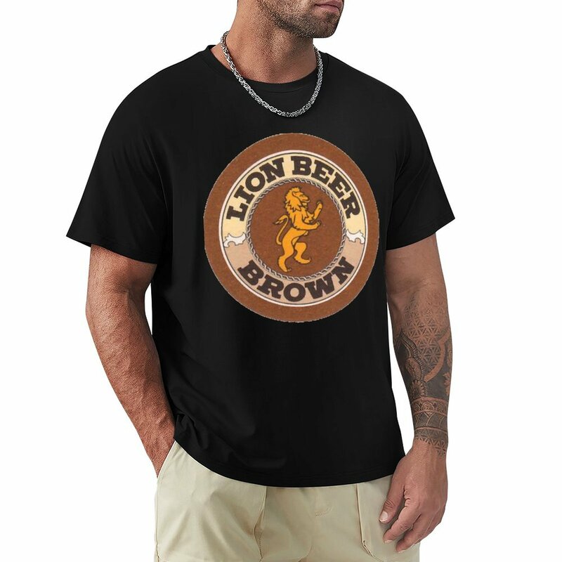 Lion T-Shirt Coaster bir coklat, kaus png kaus pria ukuran besar pria kaus olahraga pria