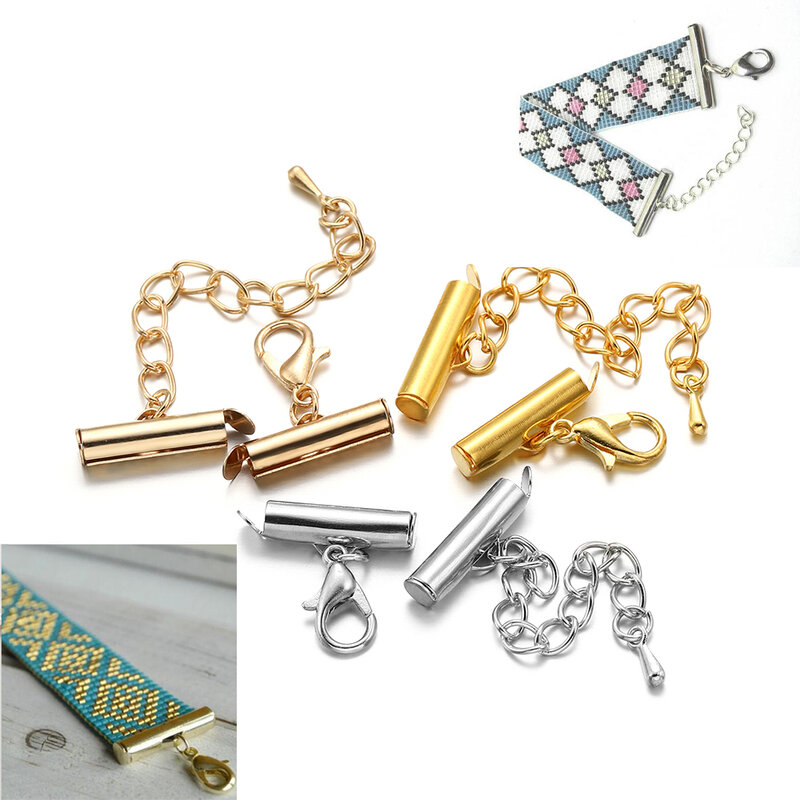 Fechos de lagosta para fazer jóias DIY, corrente estendendo, conectores finais da pulseira, fecho deslizante, 10-40mm, 10 conjuntos por lote