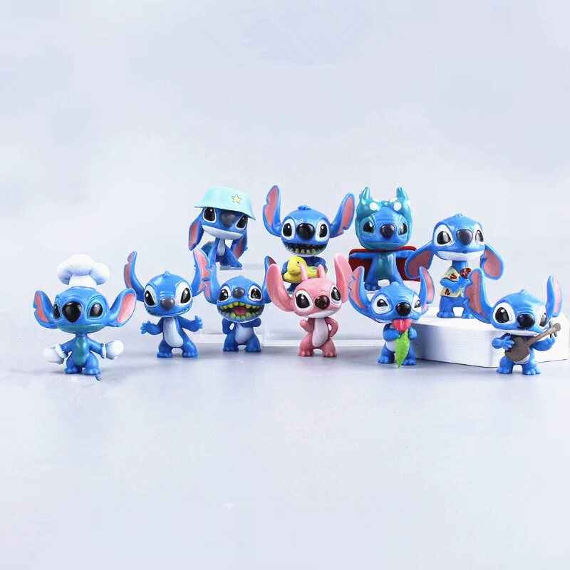 10pcs Disney Mini Stitch Toy Figurines Action Figure Cute Pendant Cartoon Doll Party Supply Decoration Toys Kids Birthday Gifts