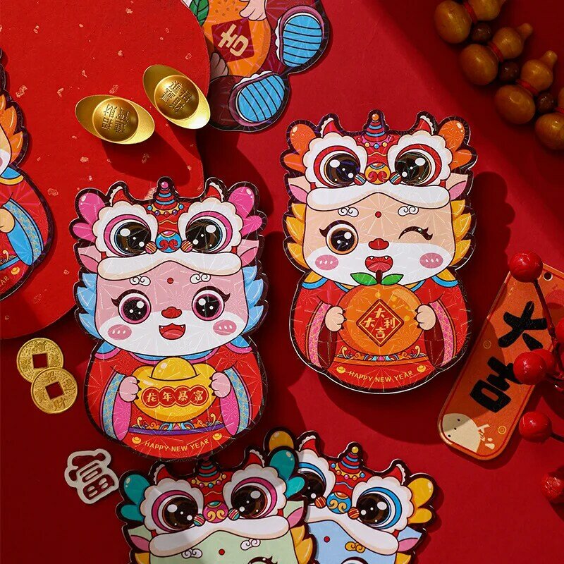 4/6pcs 2024 Frühlings fest rote Umschläge das Jahr des Drachen chinesischen Neujahrs Glücks geld Tasche rote Pakete Mondjahr Dekor