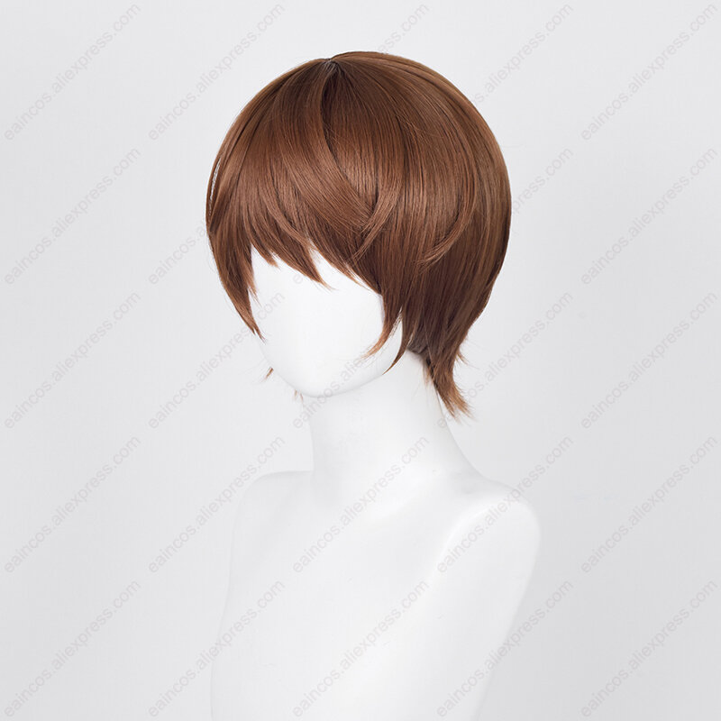 Anime Yagami Light Cosplay Perruque, Cheveux Courts Brun Foncé, Perruques Synthétiques, Degré de Chaleur, 30cm