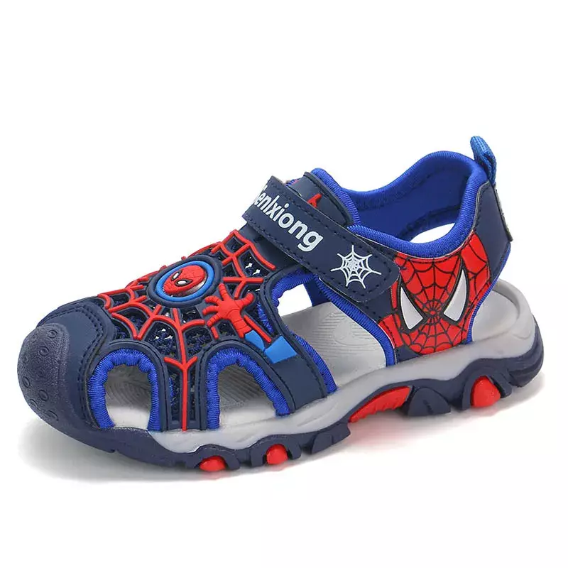 Sandalias de verano para niños y niñas, zapatos de punta cerrada, zapatillas de playa suaves con dibujos animados de Spiderman