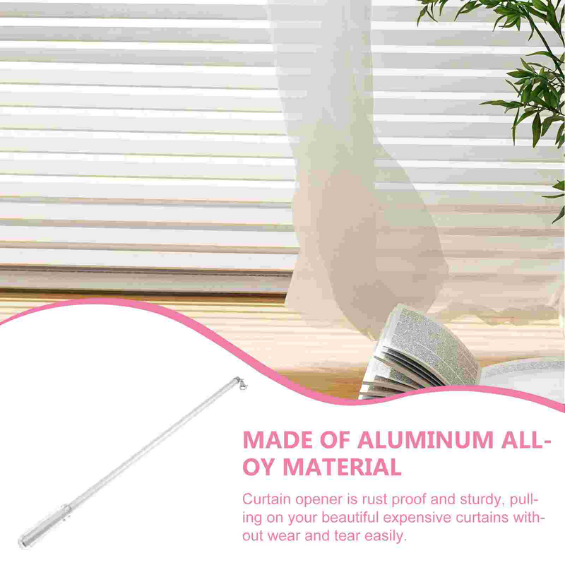 Aluminum Curtain Pull Rod Metal Snap 21.8 Inch Push Wand Drapery Grommet Curtains Blind Opener Stick