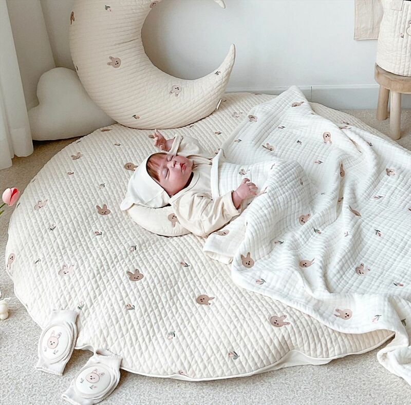 Alfombra redonda para bebé de 85x85cm, tapete de juego para bebé, alfombra extraíble para gatear, tapete para pies, tapetes de juego para bebé, relleno infantil