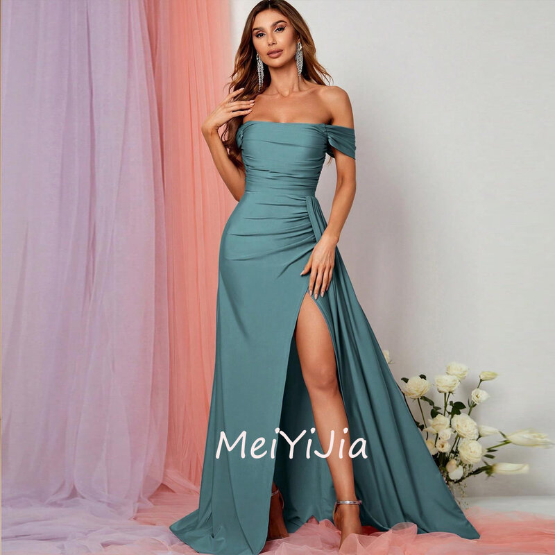 Meiyijia Abendkleid Scheide träger los ärmellosen Reiß verschluss bis Crêpe Saudi-Arabien sexy Abend Geburtstag Club Outfits Sommer