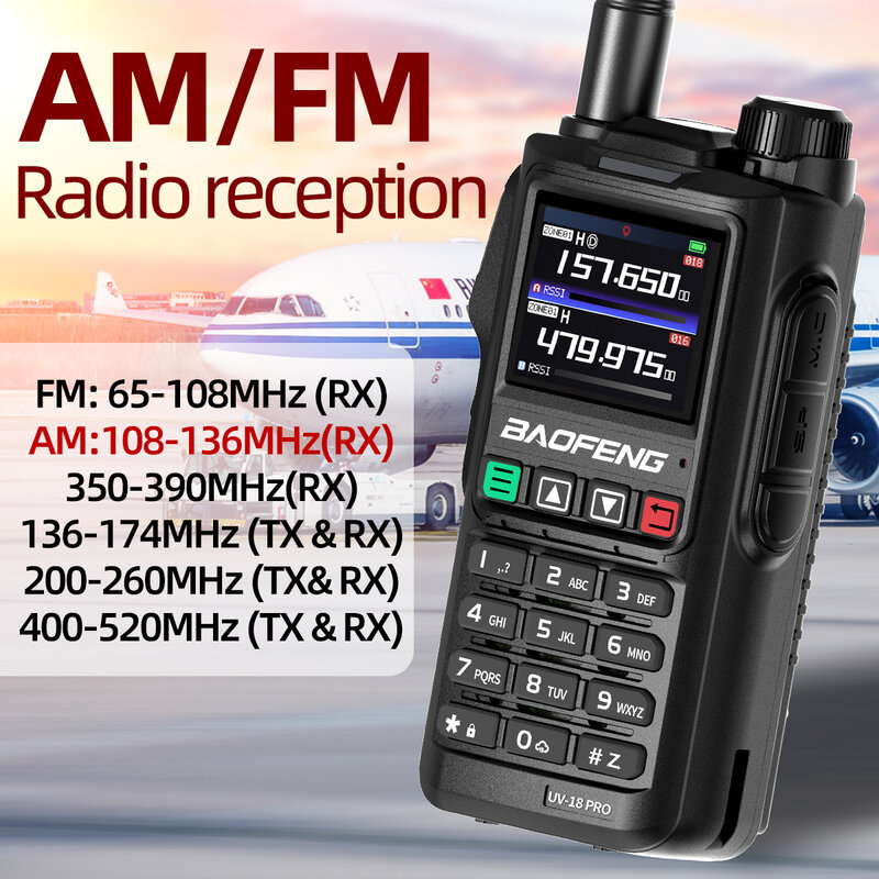 Baofeng UV18 Pro Max GPS AM FM enam Band, Walkie Talkie frekuensi salinan 999CH jarak jauh Tipe C UV-G28 Pro Radio dua arah