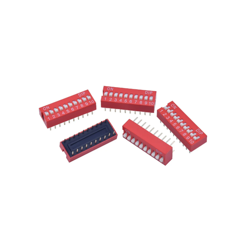 Kit sakelar Dip dalam kotak 1 2 3 4 5 6 7 8 10 10 cara 2.54mm sakelar geser sakelar jepret merah Set kombinasi masing-masing 5 buah