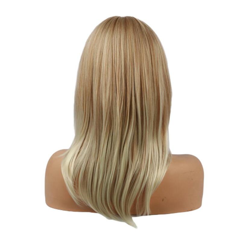 20" Women Girls' Ash Blonde Medium Long Wavy Wig - Full Head High Temperature Resistant Synthetic Wig Hair Cosplay Accessories