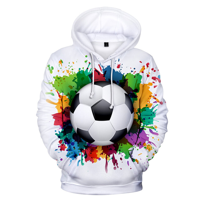3D لكرة القدم هوديي لكرة القدم للرجال والنساء ، بلوفرات غير رسمية للأطفال ، بلوفرات جديدة للفتيان والفتيات ، أبيض وأسود ، حار وخريفي