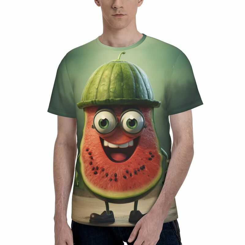 Herren T-Shirt Mode Sommerkleid ung personal isierte Wassermelone 3D-Druck Top große Straße Freizeit Sport Pullover y2k