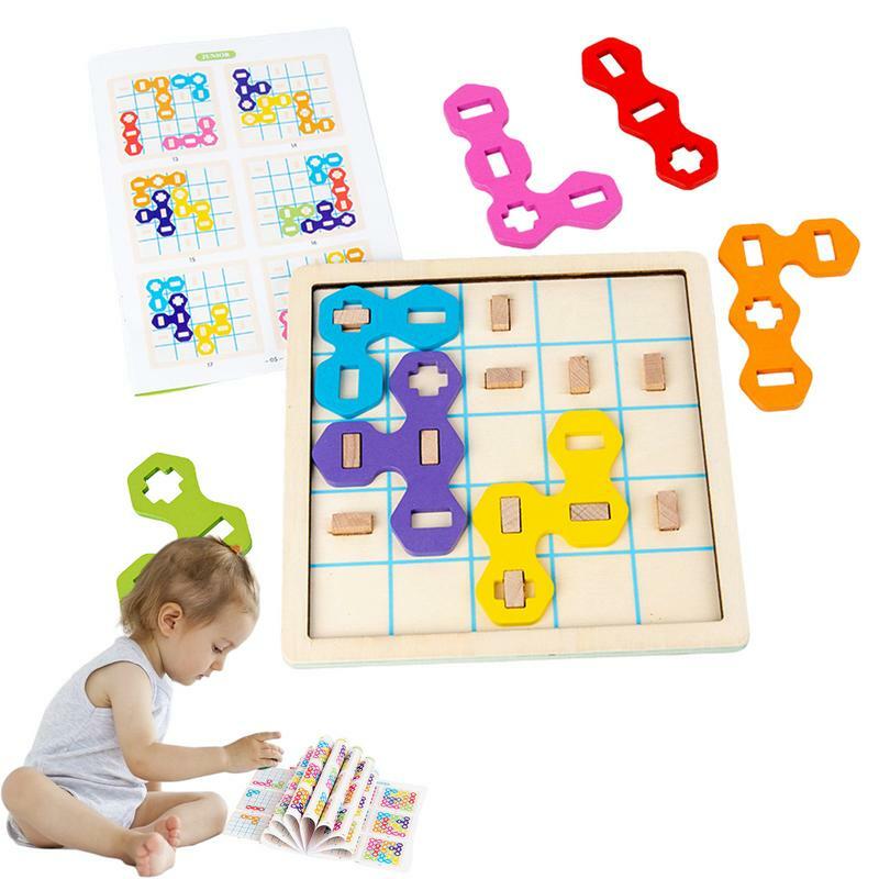 Puzzle pasak puzzle Montessori kayu, teka-teki Jigsaw Tangram, blok geometris, hadiah mainan sensorik warna-warni pendidikan untuk anak lebih dari 3