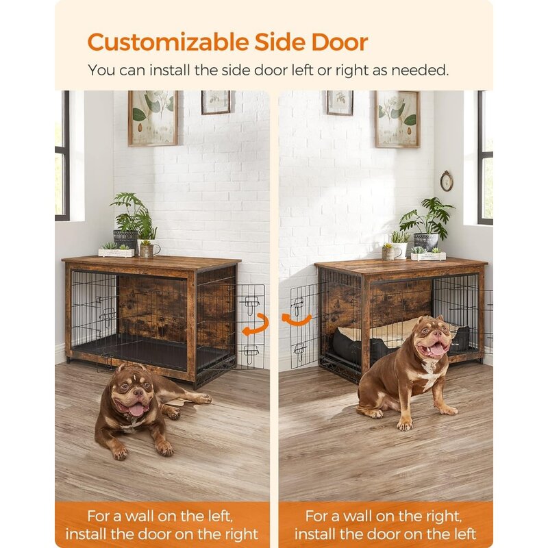 Gaiola para cães pesados com bandeja removível de múltiplos propósitos, mesa lateral, canil moderno para cães indoor até 70 lb