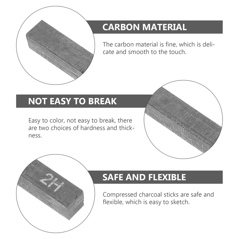 6 Pcs Charcoal Sketch Carbon Square Bars Compression Sketching Supplies Shading Sticks