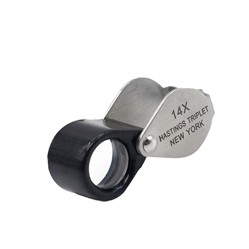 Pocket Diamond Loupes Mini 14x 12mm Handheld Magnifier Jewelry Repair Identification Folding Triplet Loupe