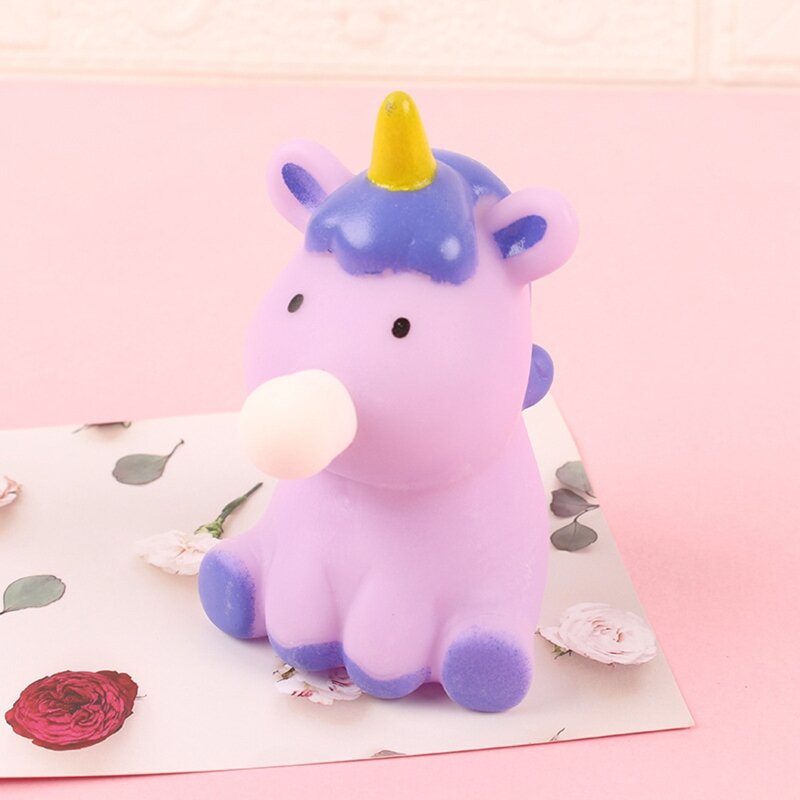 Juguete unicornio con escupir burbujas para niños, juguete para aliviar estrés, pellizco música, descompresión juguetes