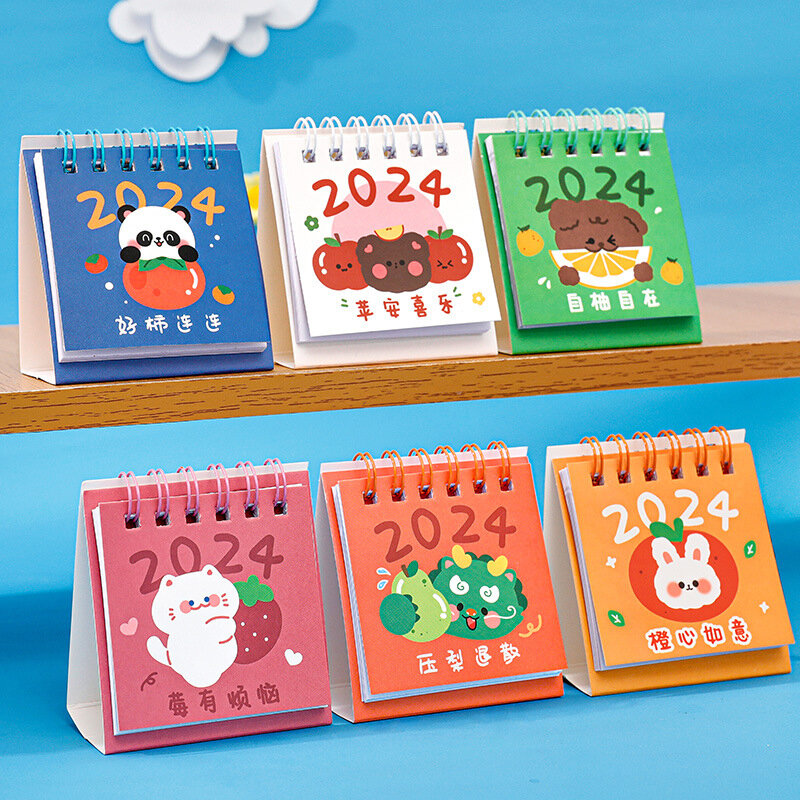 2024 Mini kalendarz słodkie biurko dzienny harmonogram kalendarz planer stojący kalendarz ozdoba na biurko prezenty dla gości materiały biurowe