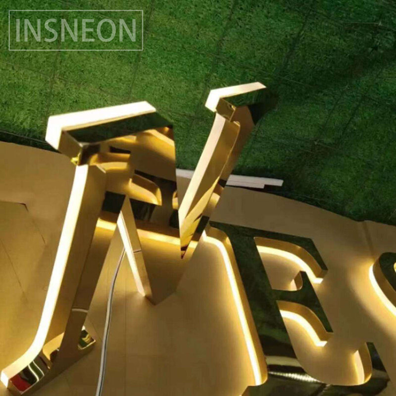 Letrero LED de Metal 3D personalizado, letrero de acero inoxidable para exteriores, luminoso, personaje, retroiluminado, letreros de tienda, letrero de negocios