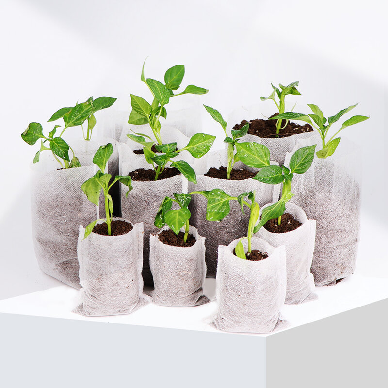 Bolsas de cultivo de plantas de vivero de tela no tejida Biodegradable, plantador de cultivo de plántulas, macetas de plantación de jardín, bolsa de ventilación ecológica