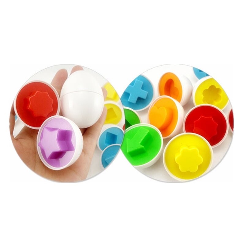 6 buah/set mainan pendidikan pembelajaran baru bentuk campuran Puzzle pura-pura anak bayi telur pintar belajar alat mainan dapur