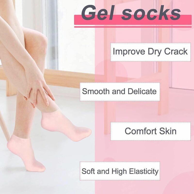 2pcs Foot Care Socks Exfoliating and Preventing Dryness Spa Silicone Socks Moisturizing Gel Socks Protector Foot Care Tools
