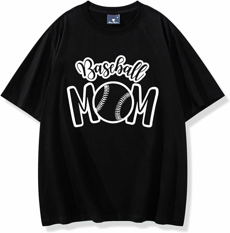 Baseball Mom Shirt Womens Mom Shirt Short Sleeve Letter Print Summer Tops Tees Novelty Baseball Graphic Top