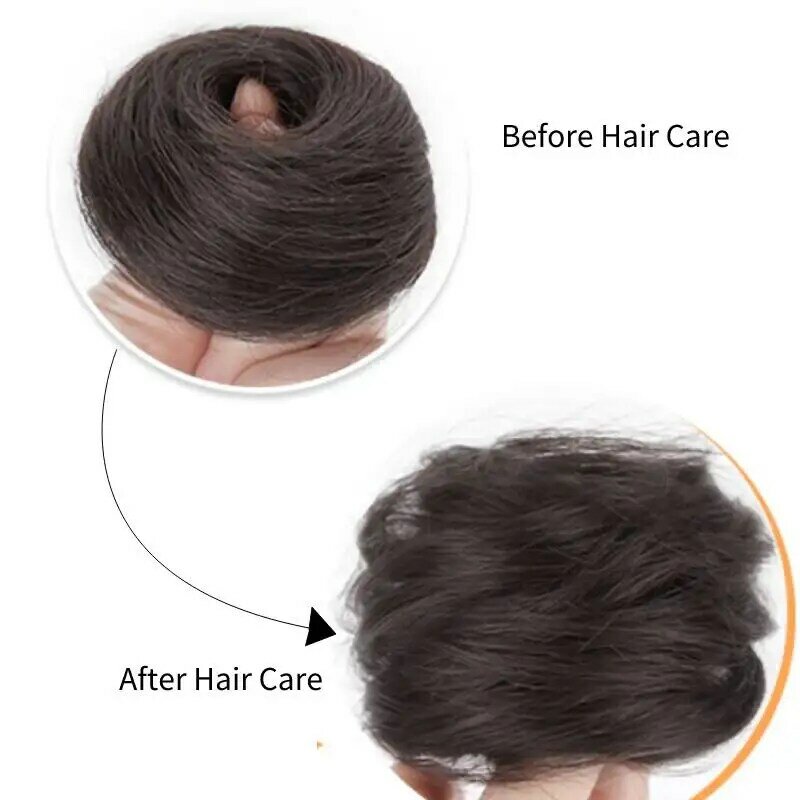 Extensões elásticas sintéticas do Bun do cabelo para mulheres, Chignon reto desarrumado, Scrunchies do cabelo, Updo Ponytail