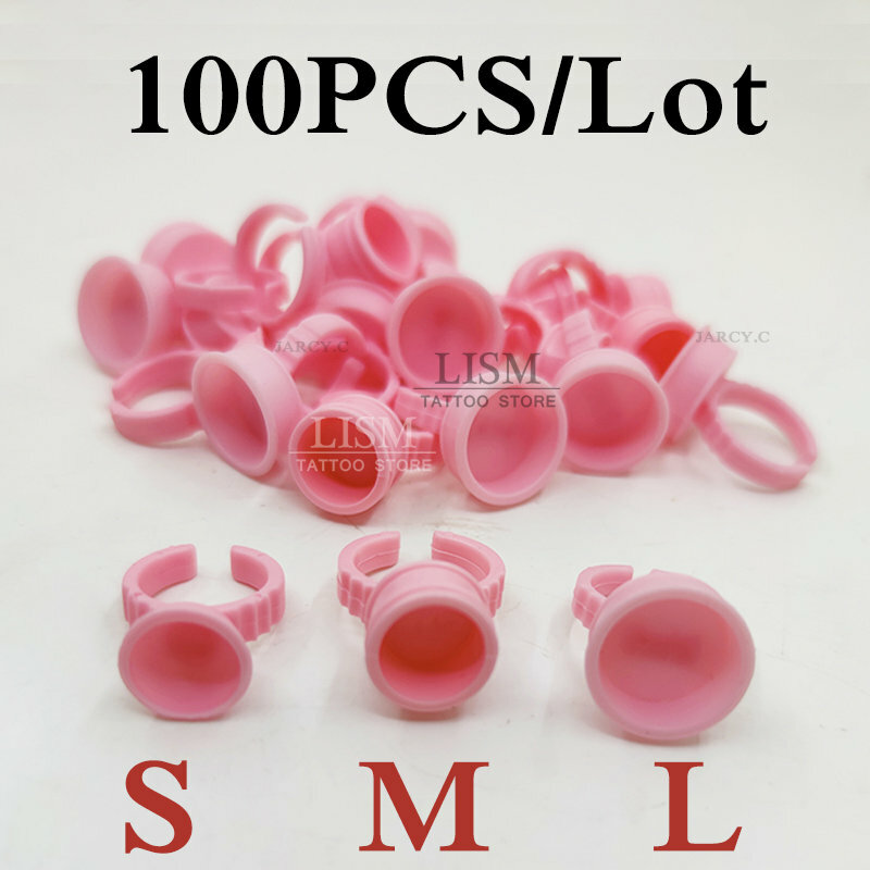 100 PCS Tattoo Ink Caps Ring Microblading Permanent Tattoo Pigment Holder Cups Container Cap Rings Accessories  S/M/L