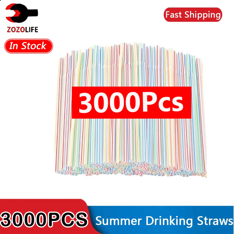 Pajitas de plástico para beber de colores, suministros flexibles para fiestas y bodas, 50/500/3000 piezas
