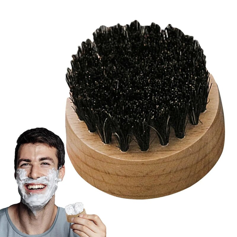 Cepillo de barba redondo de madera Natural para hombres, jabalí con cepillo de cerdas firmes, profesional, para el cuidado de la barba