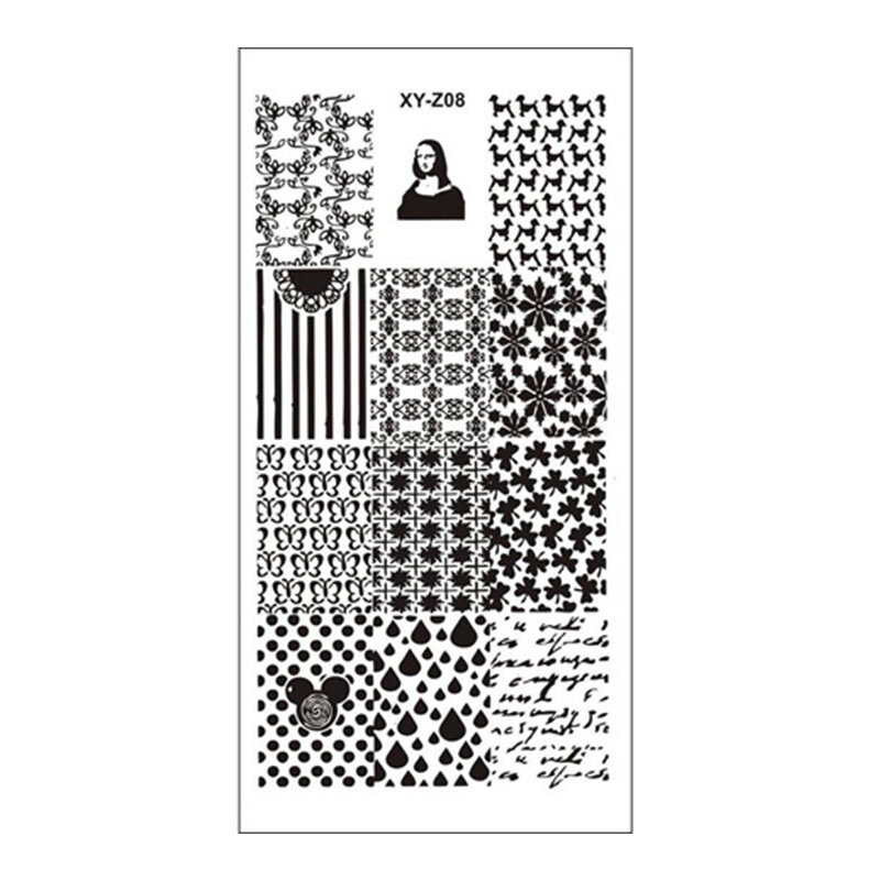 Novo selo placas de arte do prego modelo de carimbo de aço inoxidável grade mármore fogo animal flor carta design da arte do prego estêncil ferramentas