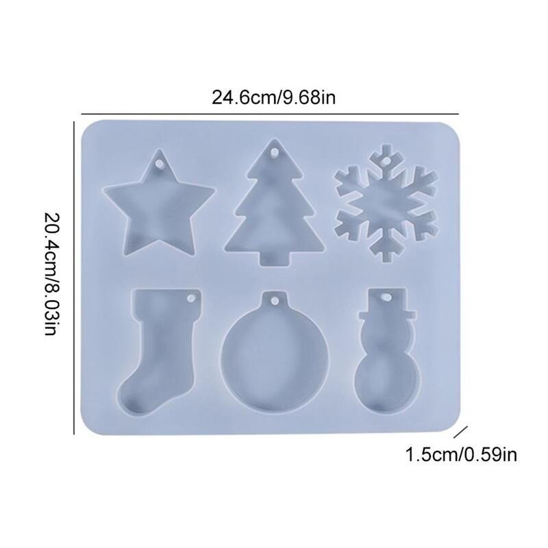 Christmas Ornament DIY Resin Mold Crystal Epoxy Snowman Xmas Tree Silicone Molds Keychain Jewelry Making Mould Set