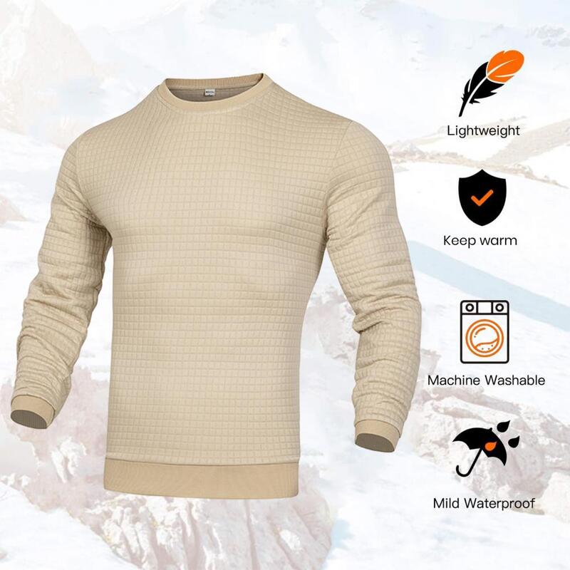 Camiseta solta com decote em o masculino, manga comprida, monocromática, casual, outono, inverno