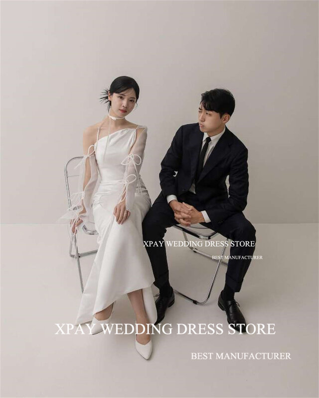 XPAY-Robe de mariée sirène à manches longues, robes de patients découpées, séance photo personnalisée, fête de mariage coréenne, une initiée