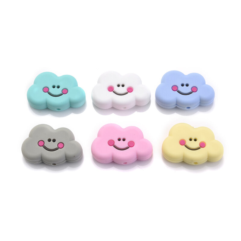 10Pcs Food Grade Teething Chew Beads Cartoon Clouds Silicone Jewelry Beads DIY Baby Teether Pearl Nipple Chain Nursing Safe Toys