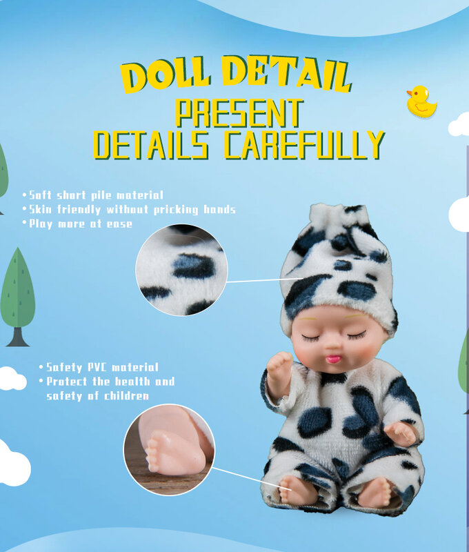 Nova moda 11cm simulação renascer bonecas brinquedo mini bonito dormindo série do bebê boneca dos desenhos animados brinquedo animal para crianças presente de aniversário