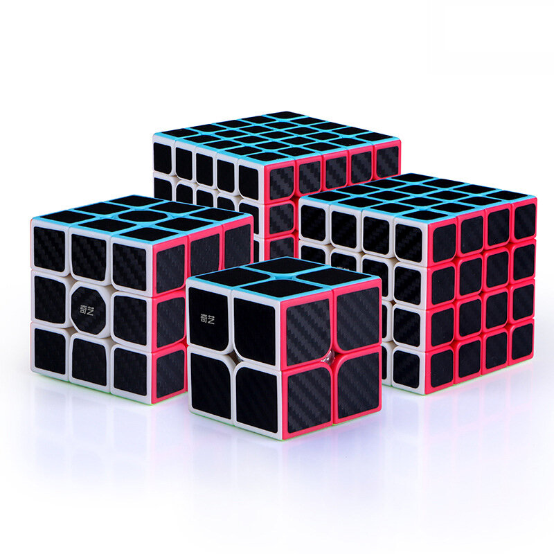 Cubo magico in fibra di carbonio circa 2x2 3x3 4x4 5x5 Cube Set Sticker Speed Magic Cubes Puzzle Toy bambini regalo per bambini giocattolo Educ Toy