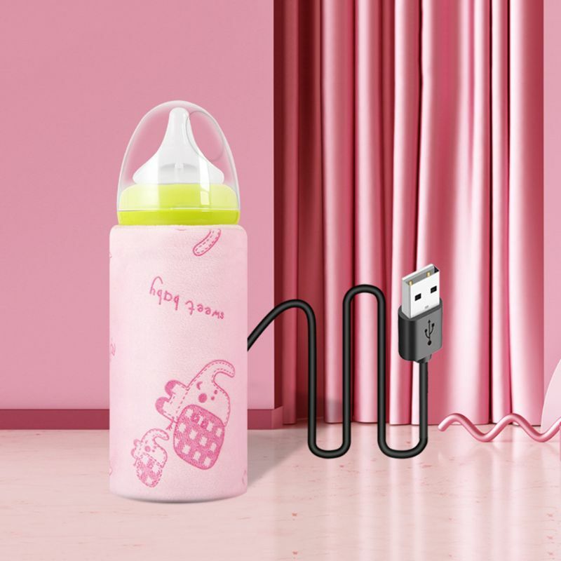 حقيبة حرارية لزجاجة الأطفال، مزودة بمنفذ USB، درجة حرارة ثابتة ذكية، طباعة كرتونية لطيفة