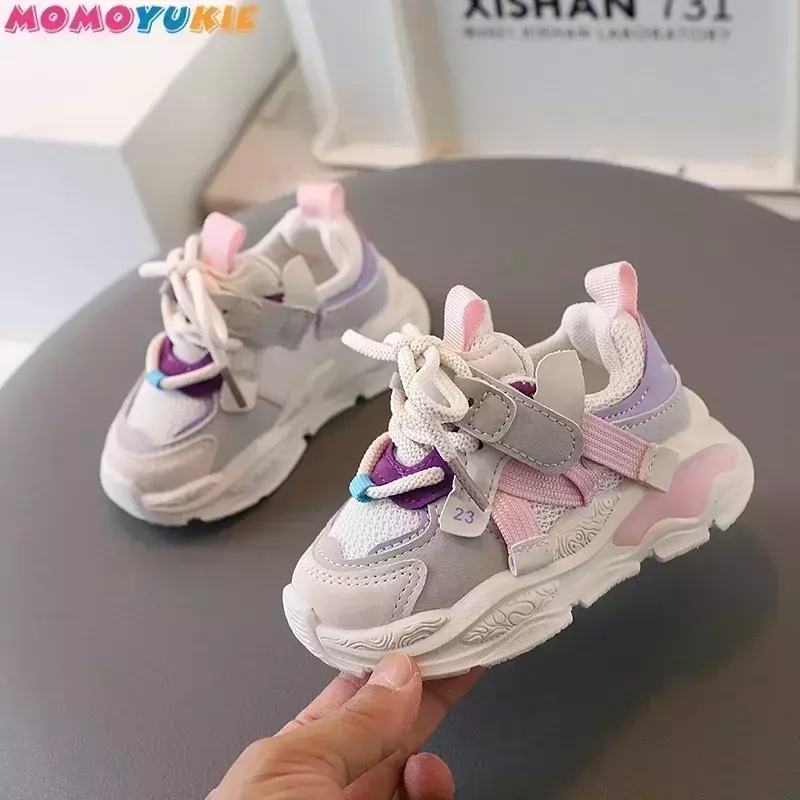 2023 Spring Autumn New Kids Sport Shoes Fashion Cross-tied Mesh Breathable Boys Sneakers Children Girls Outdoor Running Shoes