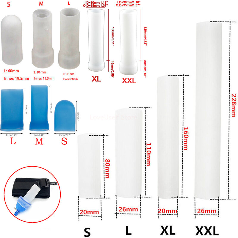 Silicone Sleeve Penis Extender Pump Vacuum Cap Accessories Enlargement Glans Protector Reusable Various Sizes Dick Clamping Kit