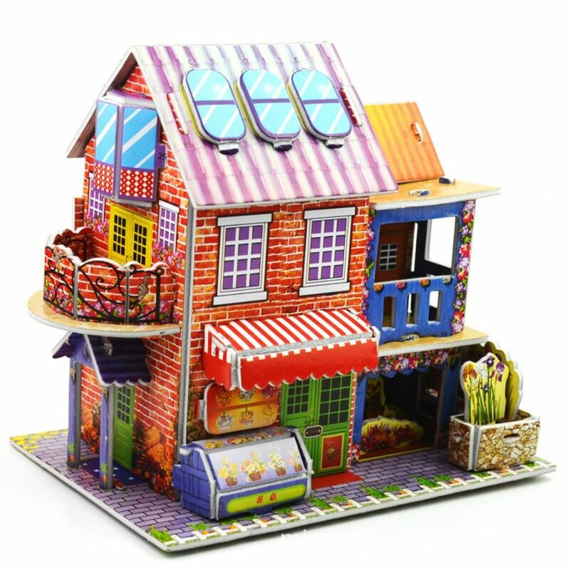 Asilo Cartoon Castle Garden House Tank Truck 3D Puzzle Jigsaw giocattoli educativi per bambini regali artigianali per bambini